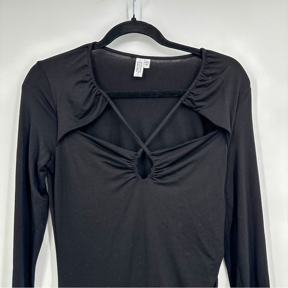 & Other Stories Black Cut Out Long Sleeve Black Midi Bodycon Dress Size Small - Picture 2 of 5